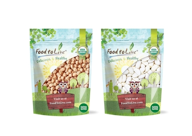 Organic Best Hummus Beans Bundle - Organic Garbanzo Beans, 1 Pound and Organic Great Northern Beans, 1 Pound - Non-GMO, Kosher, Raw, Sproutable, Vegan