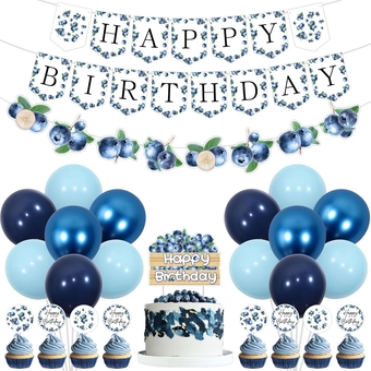 Blueberry Birthday Party Decorations Blueberry Happy Birthday Banner Cake Topper Cupcake Toppers Blueberry Garland for Fruit Theme Birthday Party Decorations Summer Birthday Decorations