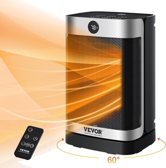 Electric Space Heater with Thermostat Fast Quiet Ceramic Heater, Remote Control, 12h Timer, 10in Tip-Over Overheat Protection Small Heaters for Office Room Desk Indoor Use