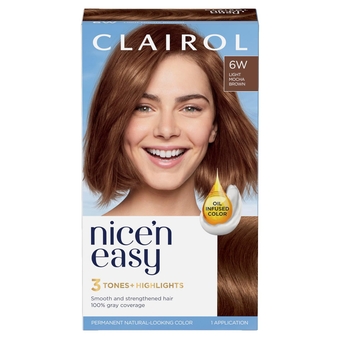 Nice'n Easy Permanent Hair Dye, 6W Light Mocha Brown Hair Color, Pack of 1