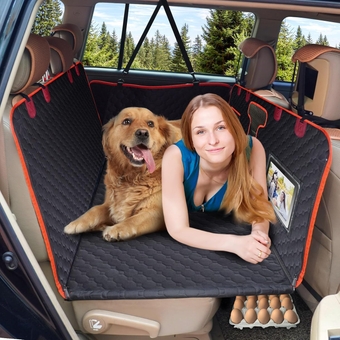 Back Seat Extender for Dogs,Hard Bottom Dog Car Seat Cover,Waterproof Dog Bed Hammock for Car Travel Camping,Pet Dog Bed Mattress Backseat Protector for Dogs Most Cars Suvs