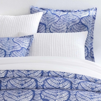 Flora Blue Duvet Sham, Euro Size, Blue/White Floral Pattern