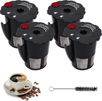 (2024 Update) Universal Fit 4 Packs 119367 Reusable Coffee Filter with Cleaning Brush by  - Exact Fit For Keurig K-cup 2.0 Series Model K200 K250 K300 K350 K400 K450 K460 K475 K460 K500 K550