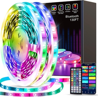 Led Strip Lights 130ft (2 Rolls of 65ft) Smart Light Strips with App Control RGB Led Lights for Bedroom，Music Sync Color Changing Lights for Room Party