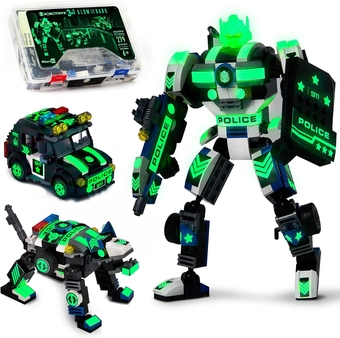 Robot Police Mech Glow in The Dark Toy Cop Gift, SWAT Action Figure Buildable STEM Building Superheroes Soldier - Cool Present for Boys, Girls, Kids, Children Ages 6 7 8 9 10 Year Olds