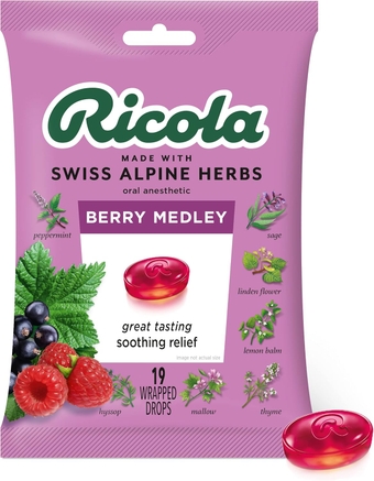 Berry Medley Bag | Cough Suppressant Throat Drops | Naturally Soothing Long-Lasting Relief - 19 Count (Pack of 1)