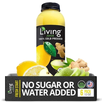 Juice Organic Cold Pressed Juice, 6-Pack Fresh Start, No Sugar or Water Added, Made with Lemon, Apple, and Ginger, Loaded with Nutrients, Vitamins, and Minerals for a Healthy Cleanse Detox
