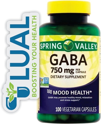 Calm and Relax: A Natural Supplement for Everyday Stress. Includes Luall Sticker + Spring Valley GABA Amino Acid Supplement 100 Count