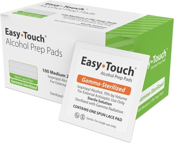 Gamma-Sterilized Alcohol Prep Pads, Box of 100