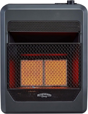 B20TNIR-BB Ventless Natural Gas Infrared Space Heater with Thermostat Control for Home & Office, 20000 BTU, Heats Up to 950 Sq. Ft., Includes Wall Mount, Base Feet, and Blower, Black