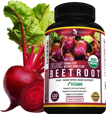 Premium Organic Beet Root Tablets -1350mg Beets Powder with Black Pepper for Extra Absorption, Nitric Oxide Supplement for Heart Health, Blood Pressure & Athletic Performance -120ct