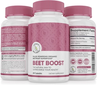 Legacy Wellness BEET BOOST Beet Root Capsules - Organic Beetroot Powder Supplements - Nitric Oxide Booster Beets Nitrate Supplement Supports Athletic Performance, Flow, Energy, Circulation & Digestion