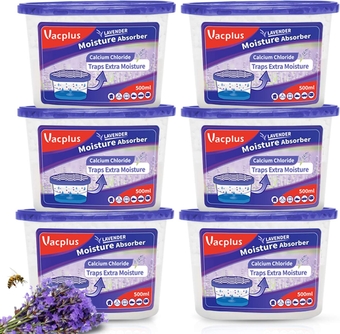 Moisture Absorbers (6 pack), 10.5Oz Portable Humidity Absorber Boxes for Closet Effectively Trap Extra Moisture, Odor Eliminator with Lavender Fragrance for Fresher Air (Lavender)