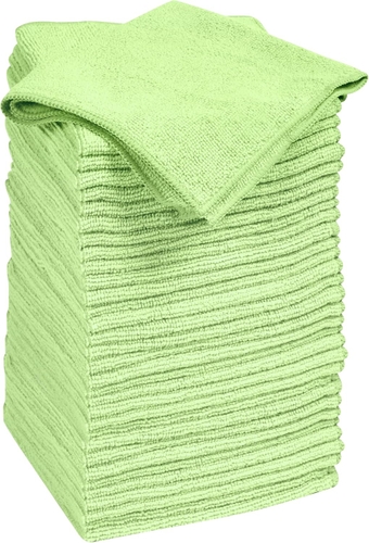 Cleaning 32-Pack Microfiber Cleaning Cloth, 14"x14" inch, Green, All-Purpose Towel/Wiper for Multi-Purpose Indoor/Outdoor Cleaning/Dusting/Polishing on Kitchen/Bathroom/Auto Surfaces