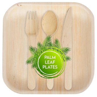 6 inch Square Palm Leaf Plates. Eco Friendly Dinnerware. Set of 25 Plates