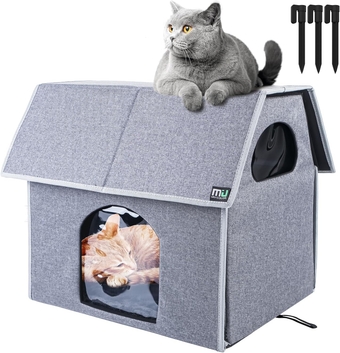 Color Outdoor Cat House, Large Weatherproof Cat Houses for Outdoor/Indoor Cats, Insulated Feral Cat Shelter with Removable Soft Mat, Easy to Assemble, 17.1" x 15" x 16.6" inch