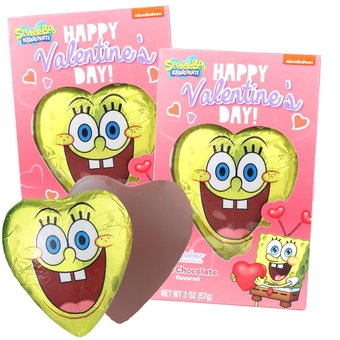 Limited Edition SpongeBob SquarePants Milk Chocolate Flavored Heart, Valentine’s Day Gifts for Teens, Individually Foil Wrapped Chocolates, 2 Ounces (Pack of 2)