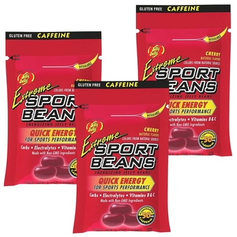 Extreme Energy Sport Beans Cherry Flavor (1.9oz 3-pack) by Jelly Belly – Caffeinated Candy Energy Snacks for Quick Energy Boost – Cycling, Running, Hiking, Workout Snacks