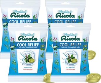 Cool Relief ICY Menthol Herbal Cough Suppressant Throat Drops, 19ct Bag (Pack of 4)
