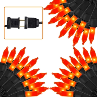 3 Pack Halloween Lights Outdoor, Each 33ft 150 Count Black Wire Incandescent Fairy Mini Lights, 120V UL Certified Clear Light String, Connectable for Patio Tree Party Home Decor, Orange