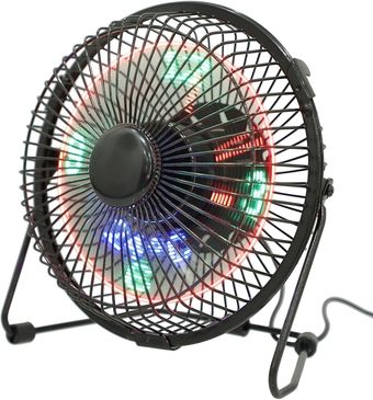 Personal USB Desk Fan Small Desk Fan with Clock and Temperature Display - LED USB Clock Fan Portable Metal Cooling Fan, Quiet Table Fan for Home Office Travel(Orange Light)