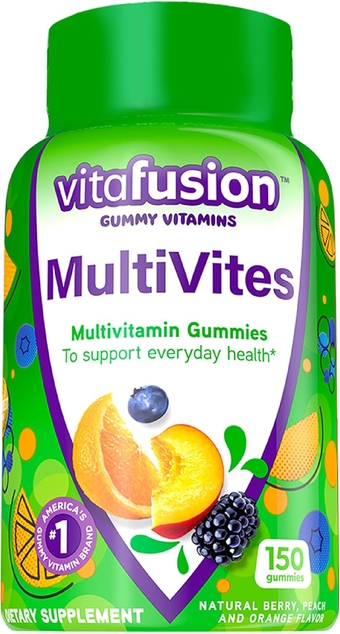 MultiVites Gummy Multivitamins for Adults with 12 Vitamins and Minerals, Berry, Peach and Orange Flavored, America’s Number 1 Gummy Vitamin Brand, 75 Day Supply, 150 Count