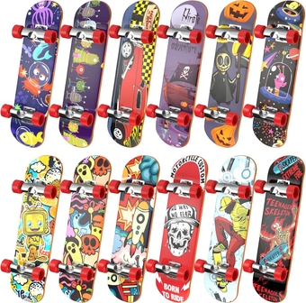 Fingerboard Mini Finger Skateboards Toys 12PCS Professional Finger Boards Set Creative Fingertips Movement, Mini Skateboard Starter Kit Finger Sports Party Favors Novelty Toy Gift for Kids