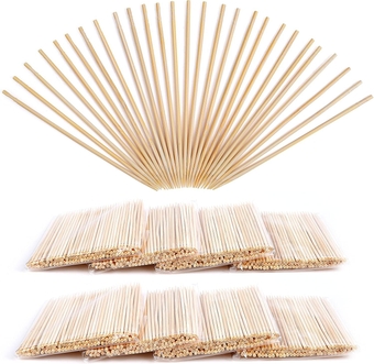 4 inch Extra Long Bamboo Toothpicks for Appetizers 800 Counts in 8 Small Packs 2mm Thick Large Round Sturdy Party Cocktail Drinks Fruits Food Picks - MSL145