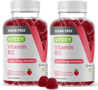 Vitamin B12 Gummies for Adults & Teens 1000mcg, Sugar Free - Good for Energy, Metabolism, Natural Energy Support - Vegan, Gelatin Free, Gluten Free, GMO Free - Tasty Chewable Raspberry Flavored Gummy