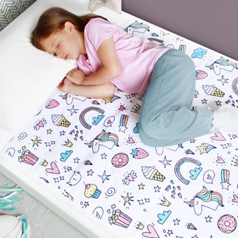 Sheets™ Potty Training Bed Pads - 100% Waterproof - Pee Pads for Twin and Toddler Beds - Reusable, Non Slip and Easy to Change at Night - Includes Free Children's E-Book - Unicorn