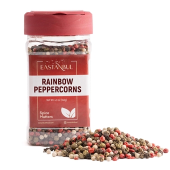 Rainbow Whole Peppercorns for Grinder Refill 4.9oz, Peppercorns Whole Rainbow White, Green, Red, Black Pepper for Grinder Refill, Peppercorn Medley, Mixed Peppercorns, Assorted Peppercorns