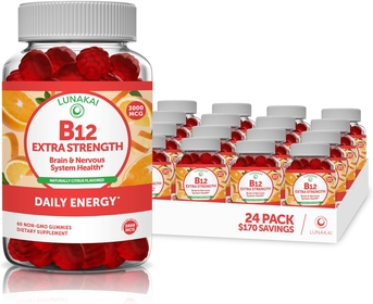 Vitamin B12 Gummies for Adults - Tastiest Proprietary Formula - 3000mcg Methyl B-12 High Absorption Energy Gummies - Non-GMO Vegan Vit B12 - Chewable B 12 for Energy Support and Bone Health - 24 Pack