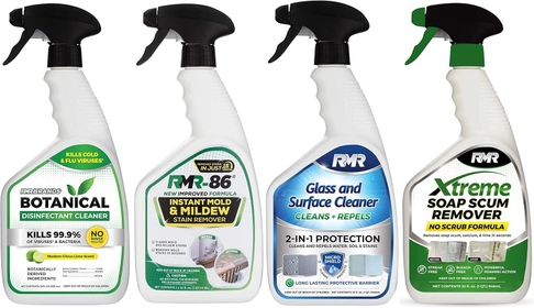 All-Purpose Botanical Based Disinfectant Cleaner, -86 Mold Stain Remover Spray,  Xtreme Soap Scum Remover, and  2-in-1 Glass and Surface Cleaner Bundle