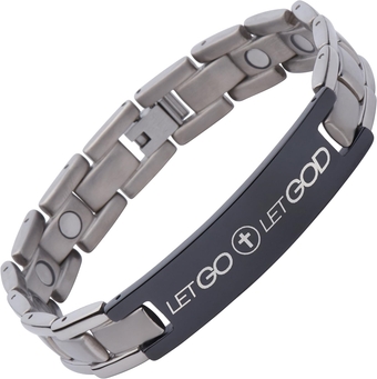 Let Go and Let God - Titanium Prayer Bracelet - Magnetic Therapy - Adjustable