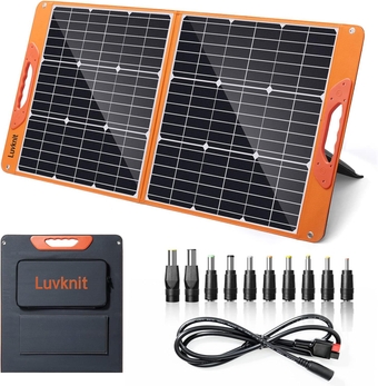 100 Watt Portable Solar Panel for Power Station, Foldable 100W Solar Panel for Camping Hiking Off-Grid Living, Monocrystalline Folding Panel Solar with 5V USB 18V DC Output…