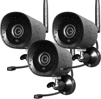3Pack 2K Wireless Security Camera Outdoor for Home Security,3MP FHD WiFi Cameras with Night Vision, Motion Detection, IP66 Waterproof, 24/7 Live Video, Compatible with Alexa&Google Assistant