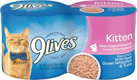 Wet Kitten Food, Meaty Paté with Real Ocean Whitefish & Tuna, 5.5 Ounce Can (Pack of 4)