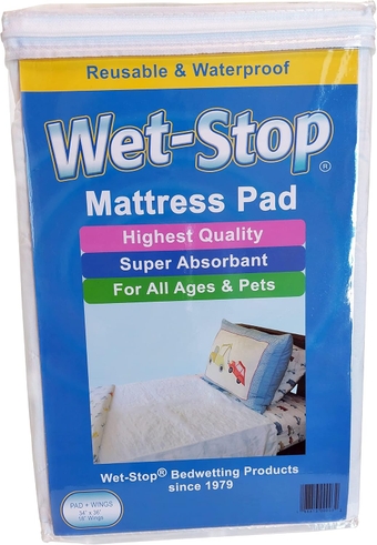 Mattress Pad Protector with Wings (34x36 Plus 2 18Ó Tuck Wings), Bed Wetting and Incontinence, Waterproof