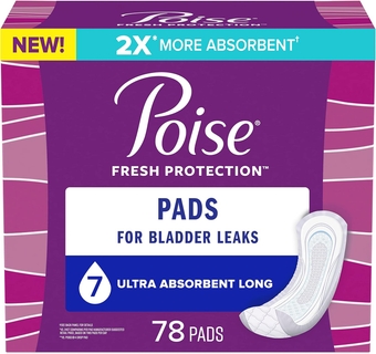 Incontinence Pads & Postpartum Incontinence Pads, 7 Drop Ultra Absorbency, Long Length, 78 Count (2 Packs of 39), Packaging May Vary