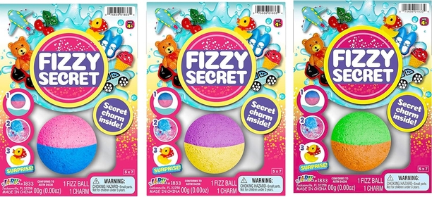 Fizzy Bombs w/Surprise Mystery Toys (3 Units) Boys & Girls Accessories. Rainbow Color Bubble Bathbombs for Kids. Fun Shower Bath Toys. Bulk Birthday Party Favors Easter Basket. 1833-3s