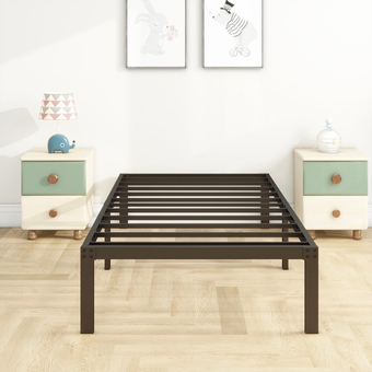 Metal Twin Bed Frames 14 Inch High Heavy Duty Metal Platform Bed Frame Twin Size No Box Spring Needed, Under Bed Storage, Enhanced Support Noise Free, Black