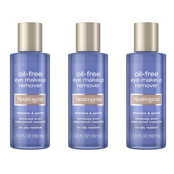Gentle Oil-Free Eye Makeup Remover & Cleanser for Sensitive Eyes, Non-Greasy Makeup Remover, Removes Waterproof Mascara, Dermatologist & Ophthalmologist Tested, 3 x 5.5 fl. oz