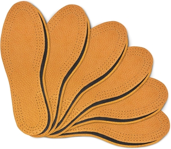 Leather Carbon Set 6 Pair Pack Leather Shoe Insoles for Men and Women with Activated Carbon Underlayer, Replacement Inserts,  (37 EUR / 6 US Women)