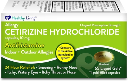 Antihistamine Allergy Relief Cetirizine HCL 10mg Softgel, 65 Count