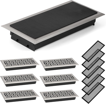 12 Pcs Floor Vents Register 4" x 10" with Screen Cover Magnetic Set, Heavy Duty Vent Covers Brushed Design with Smooth Damper and Floor Register PVC Vent Mesh Filter for Home Replacement