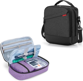 Diabetic Supplies Bag for Insulin Pens, Glucose Meter, Medication, Insulin Cooler Travel Case with Detachable Pouches (Empty Bags Only)