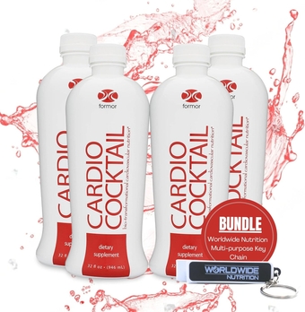 Bundle, 2 Items: Formor Cardio Cocktail Nitric Oxide Booster with L Citrulline Supplement - 4 Counts, 32 Oz Blood Pressure Supplements and Multi-Purpose Key Chain