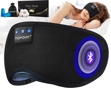 Sleep Mask Headphones Wireless Bluetooth 5.2, Eye Mask for Sleeping Side/Back Sleepers Travel Music Headsets with Microphone Handsfree Men Women Girls Gifts