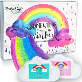 Rainbow Bath Bombs for Kids - All Natural Magic Rainbow BathBombs with Organic Ingredients, Moisturizing, Vibrant Colors and Rich Bubbles, Cloud Bath Bombs, Unicorn Birthday, Easter Basket Stuffers