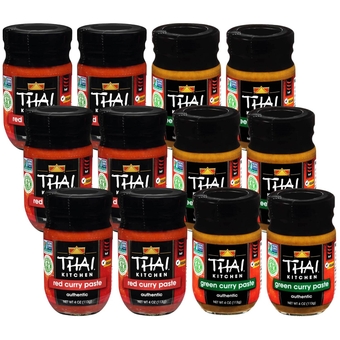Gluten Free Red Curry Paste, 4 oz (Pack of 6) with   Gluten Free Green Curry Paste, 4 oz (Pack of 6)